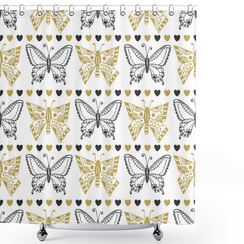 Personality  Seamless Pattern Of Butterflies Shower Curtains