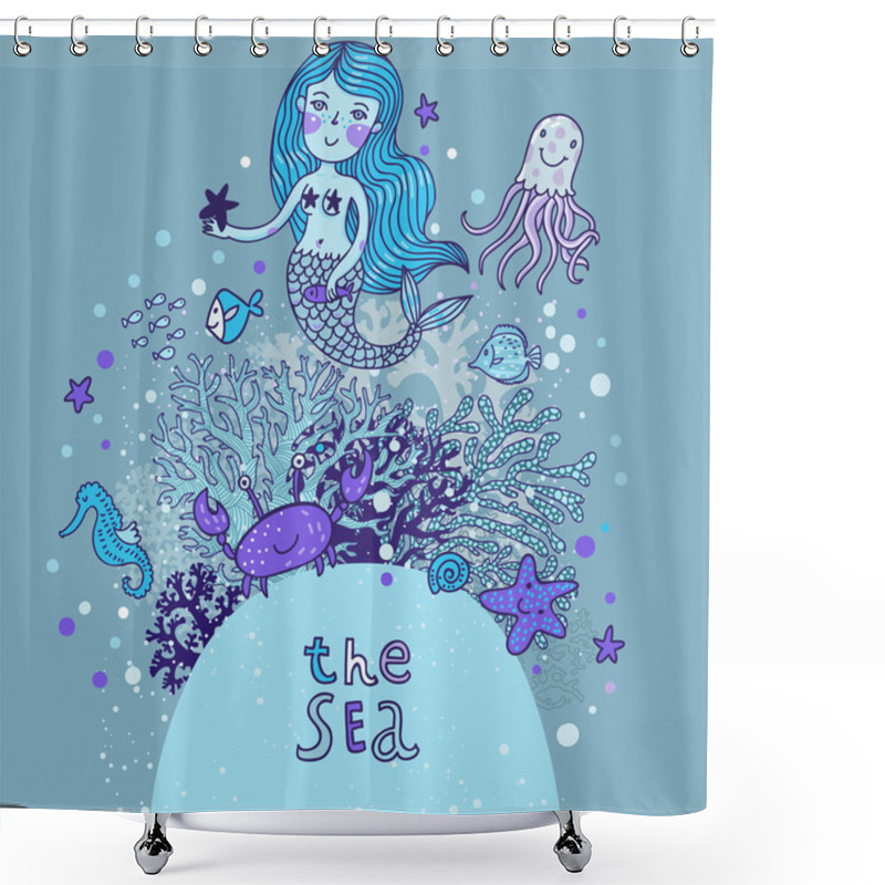 Personality  The Sea  Bright Cartoon Card Shower Curtains