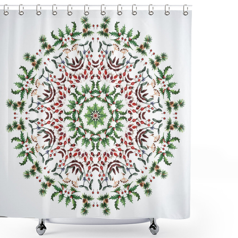 Personality  Ornament With Christmas Motifs Shower Curtains