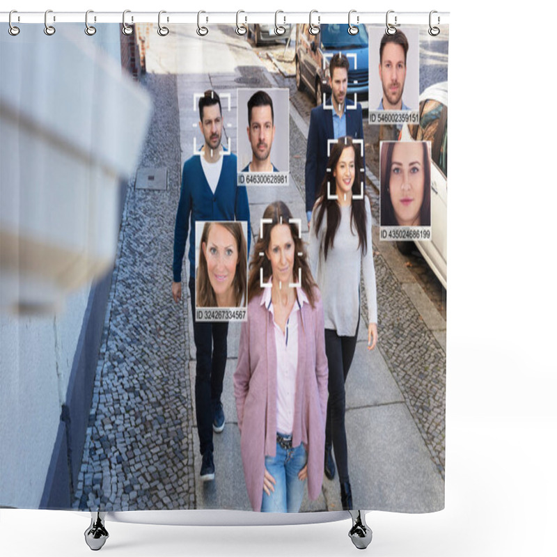 Personality  Selective Focus Of People Faces Recognized With Intellectual Learning System Shower Curtains