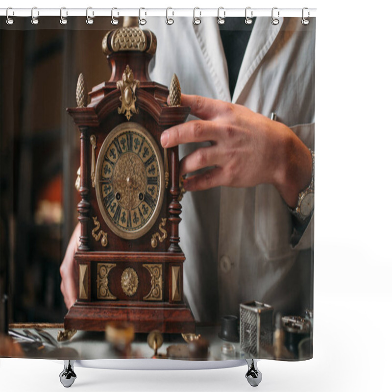 Personality  Watchmaker With Antique Clock Shower Curtains