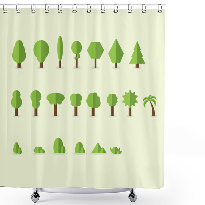 Personality  Set Of Abstract Stylized Trees. Natural Illustration Shower Curtains