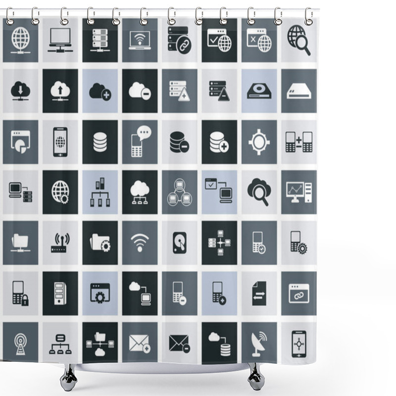 Personality  Networking, Storage And Communication Icon Set,vector Shower Curtains