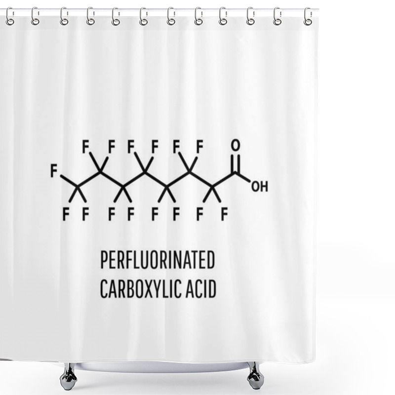 Personality  Perfluorooctanoic Acid PFOA, Perfluorooctanoate Carcinogenic Pollutant Molecule. Skeletal Formula. Shower Curtains