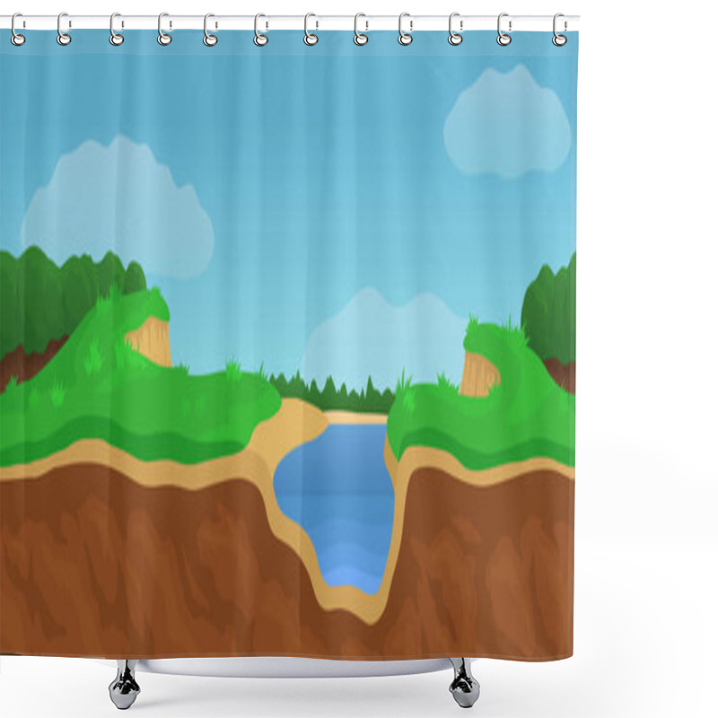 Personality  Summer Landscape With River Fields And Forest Shower Curtains