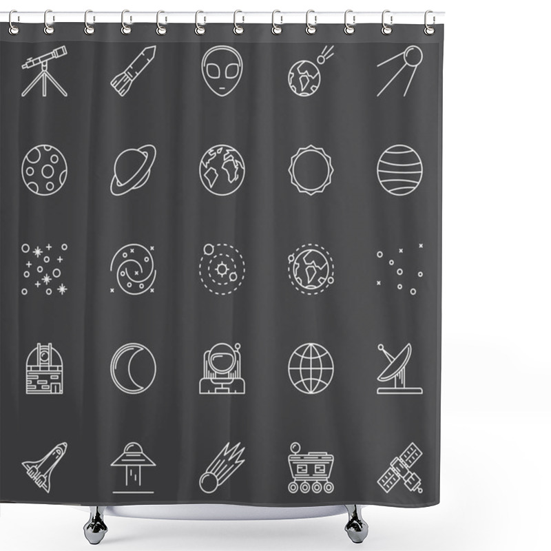 Personality  Space Icons Set Shower Curtains