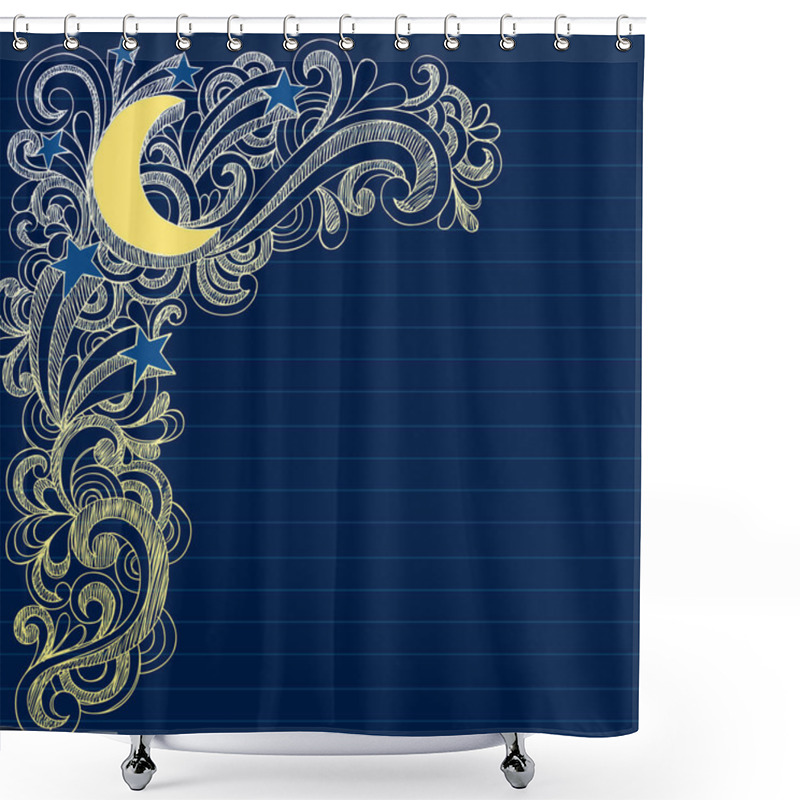 Personality  Moon And Stars Night Sky Sketchy Notebook Doodles Shower Curtains