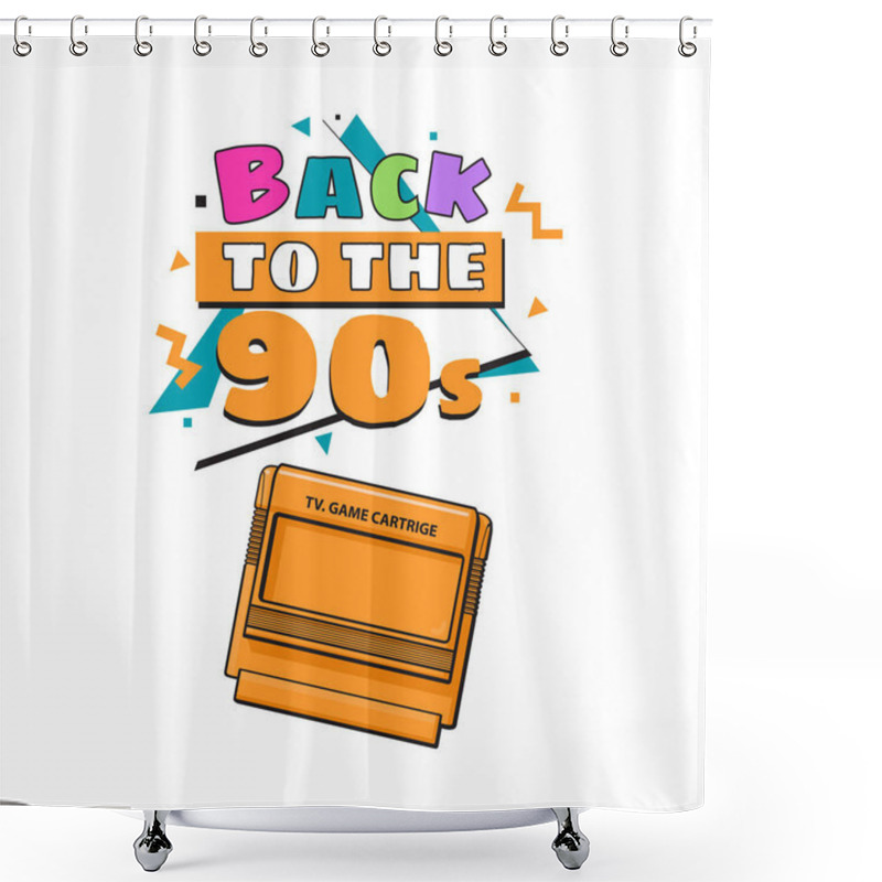 Personality  Back To The 90s Poster Template With TV Game Cartridge Shower Curtains