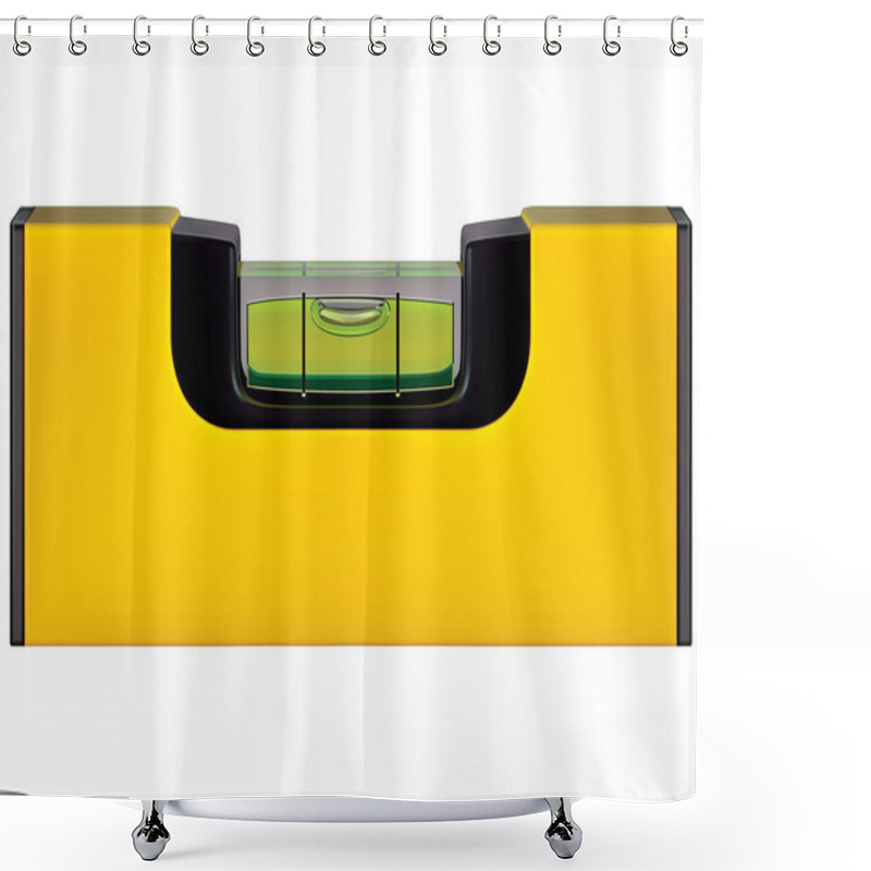 Personality  Yellow Spirit Level Isolated On White. Vector Illustration Shower Curtains