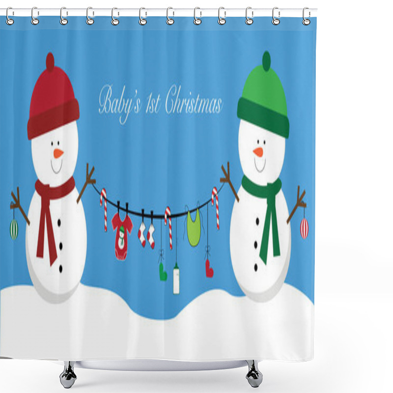 Personality  Snowmen Holding Baby Items Shower Curtains