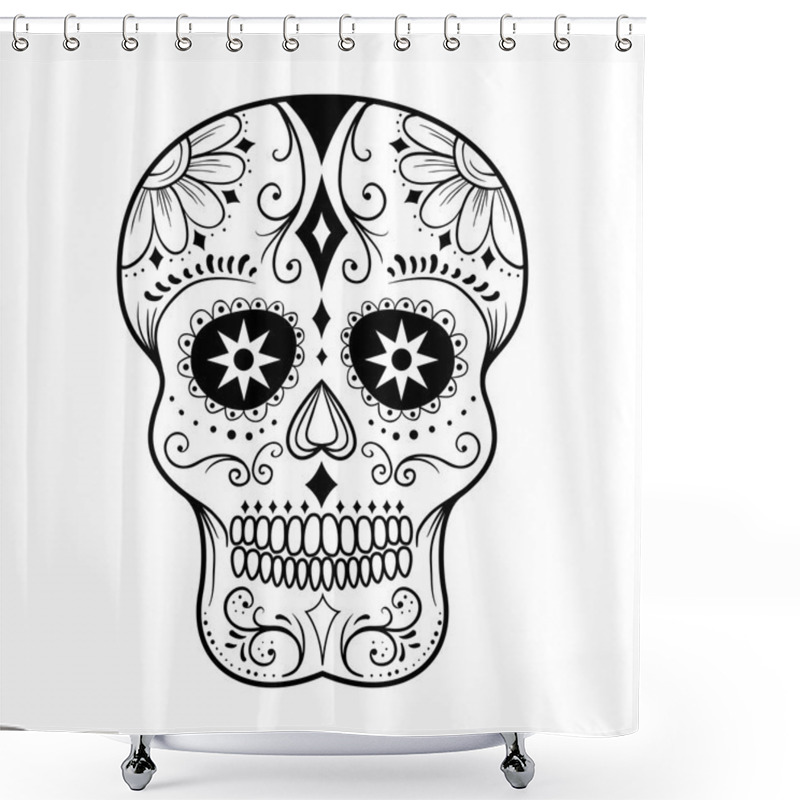 Personality  Sugar Skull Line Art Shower Curtains