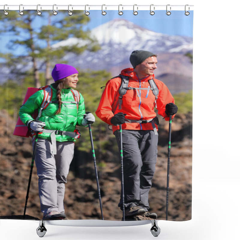 Personality  Hikers Walking During On Volcano Teide Shower Curtains