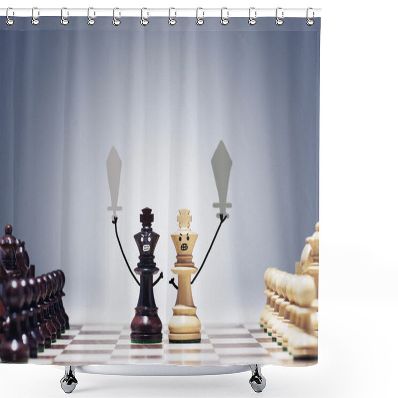 Personality  Chess Figures On Chessboard  Shower Curtains