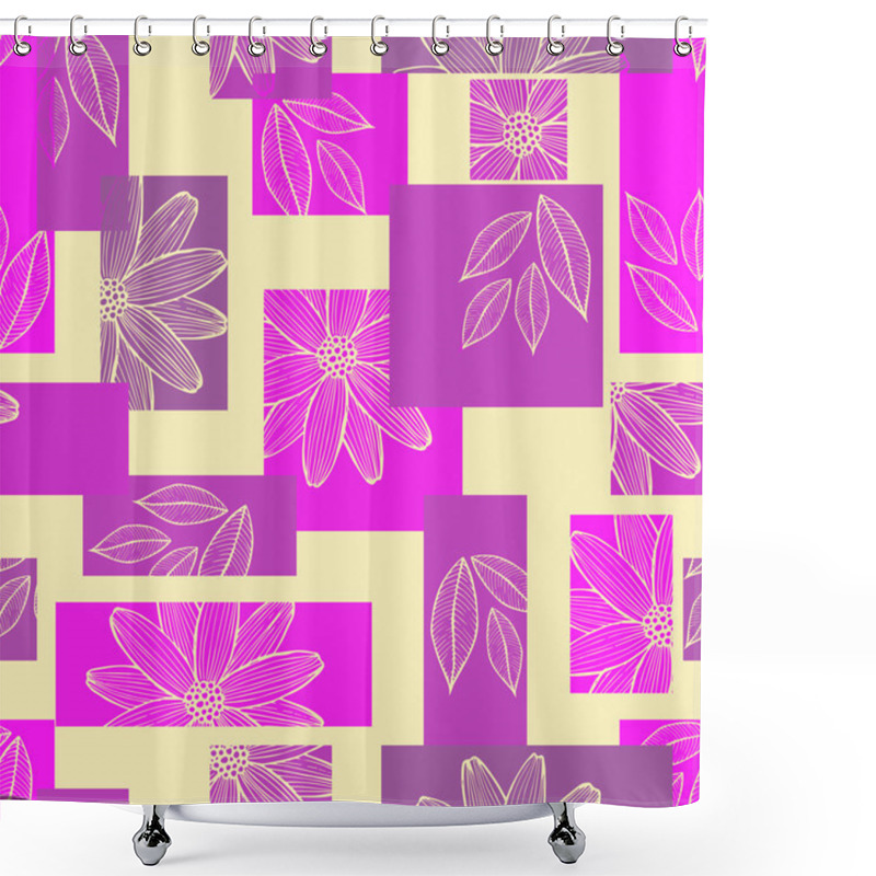 Personality  Seamless Pattern Of Geometric Shapes And Flowers. Shower Curtains