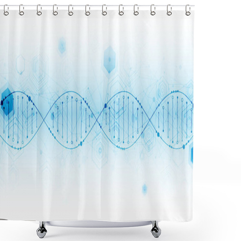 Personality  Science Template, Abstract Background With A DNA Molecules. Vector Illustration. Shower Curtains