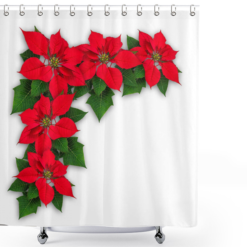 Personality  Poinsettia Flowers Christmas Decoration Shower Curtains