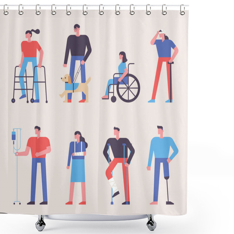 Personality  Various Patients Characters. Flat Design Style Minimal Vector Illustration. Shower Curtains