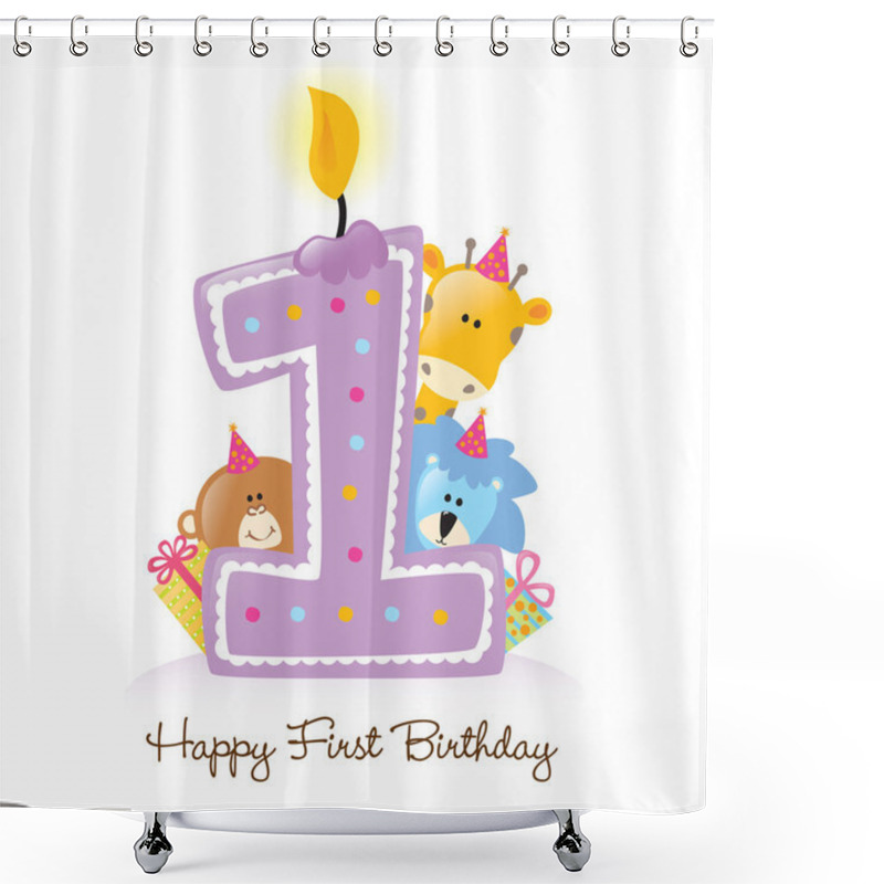 Personality  Birthday Candle And Animals Shower Curtains