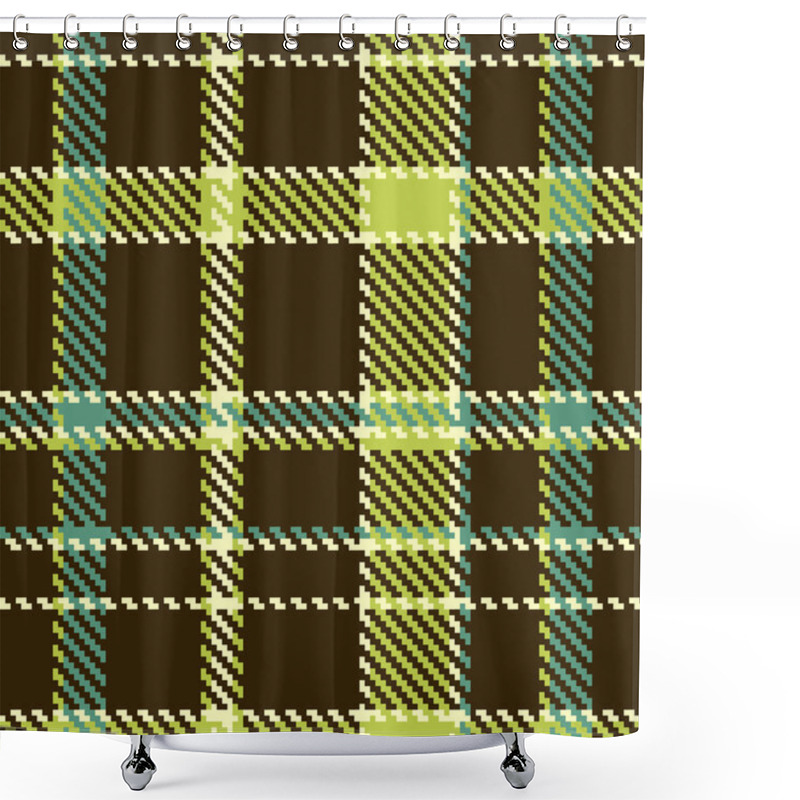 Personality  Seamless Checkered Green Brown Vector Pattern Shower Curtains