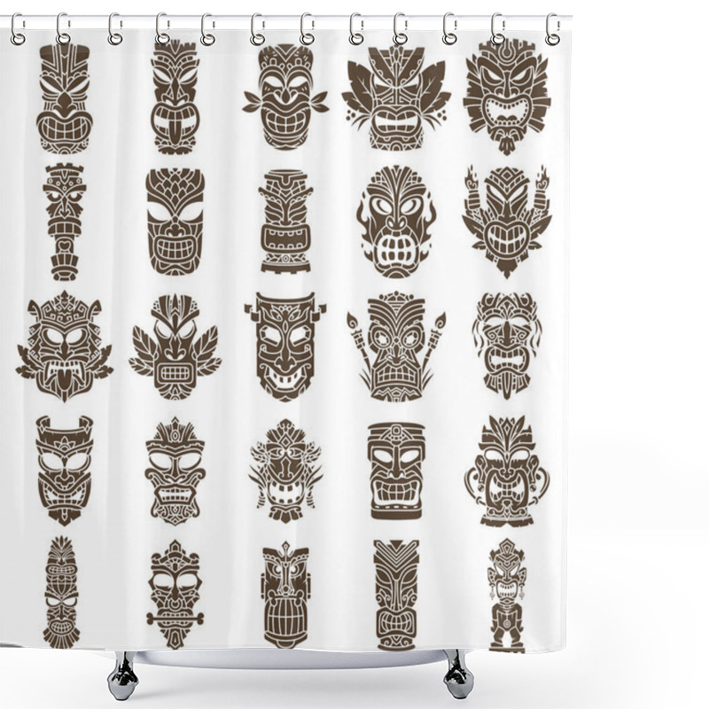 Personality  Tiki Head Design Set Shower Curtains