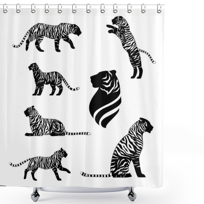 Personality  Tiger Set Vector Shower Curtains