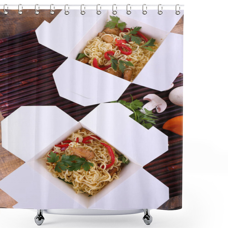 Personality  Chinese Noodles In Boxes Shower Curtains