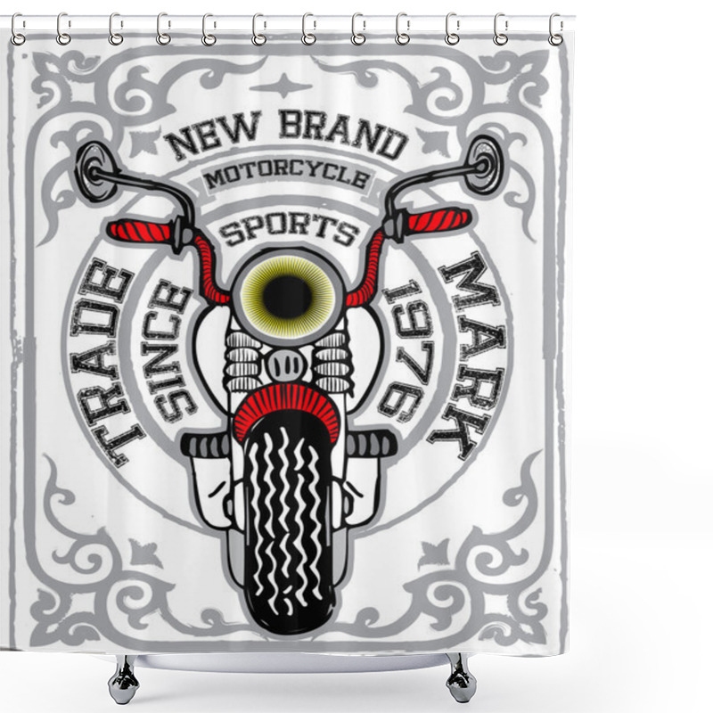 Personality  Motorcycle T Shirt Graphic Design. Shower Curtains