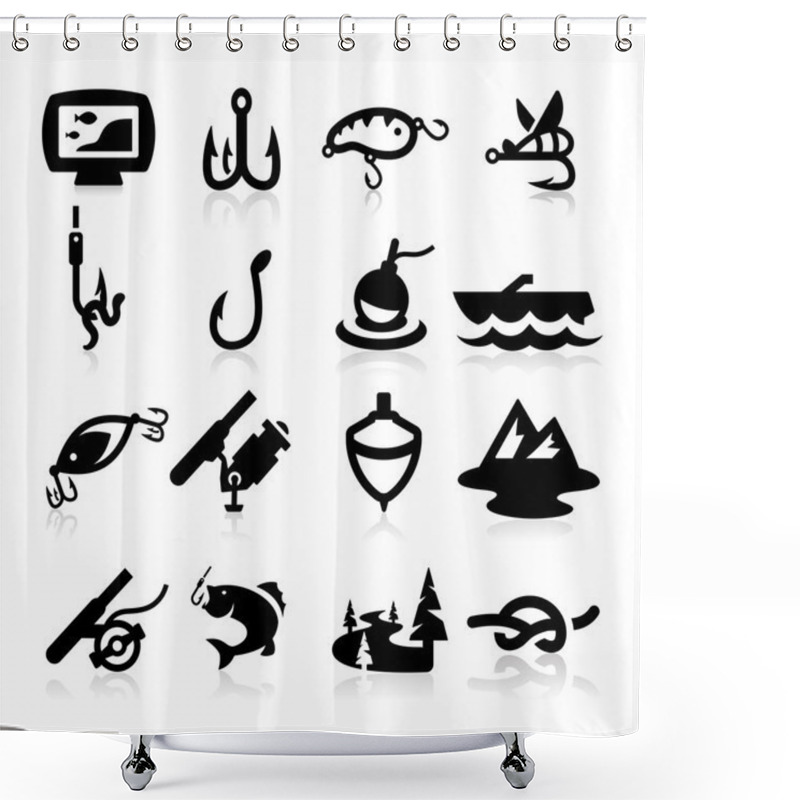 Personality  Fishing Icons Set Elegant Series Shower Curtains