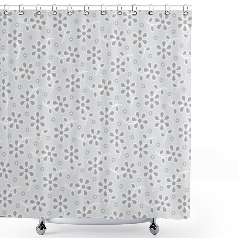 Personality  Grey Eyelet Floral Pattern Shower Curtains