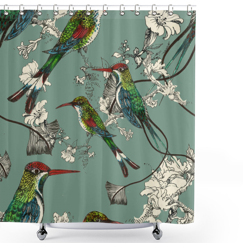 Personality  Exotic Birds Background Shower Curtains