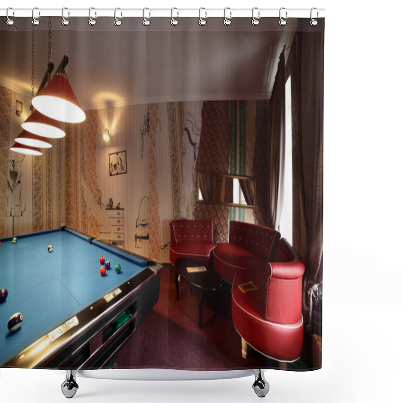 Personality  Interior Of Beautiful And Modern Billiard Shower Curtains