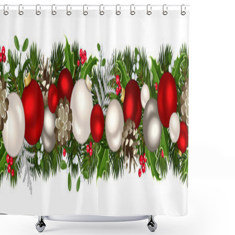 Personality  Christmas Horizontal Seamless Background. Vector Illustration. Shower Curtains