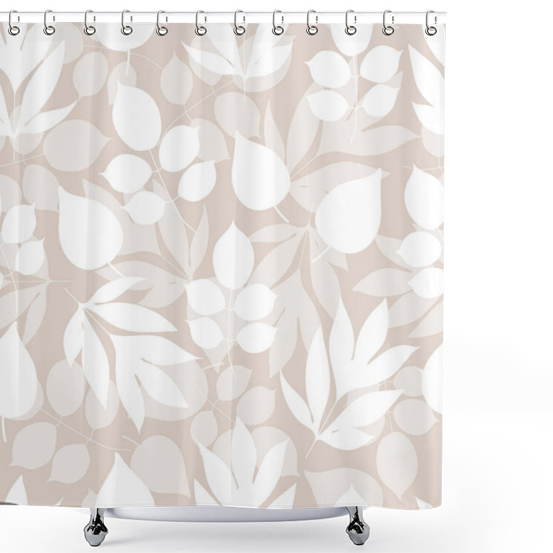 Personality  Vector Flower Leaves Repeat Pattern In Neutral Colours. Nice Sophisticated Pattern, Great For Textile Design Projects, Home Decor, Wallpaper, Stationery, Scrapbook Paper.  Shower Curtains