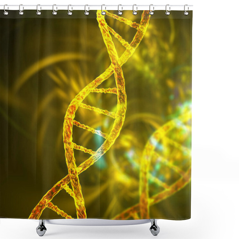 Personality  Molecule Of DNA, Double Helix, 3D Illustration. Gene Therapy, Genetic Mutation And Genetic Disorders Shower Curtains