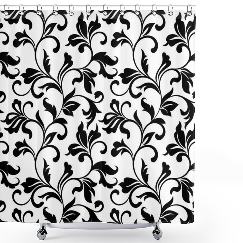 Personality  Elegant Seamless Pattern With Classic Tracery On A White Backgro Shower Curtains