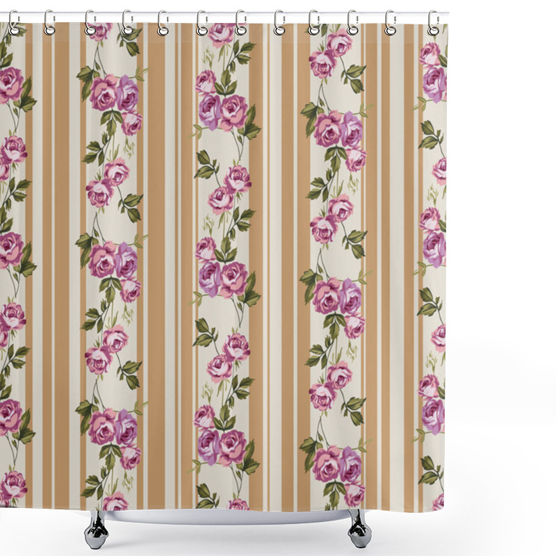 Personality  Roses And Stripes Shower Curtains