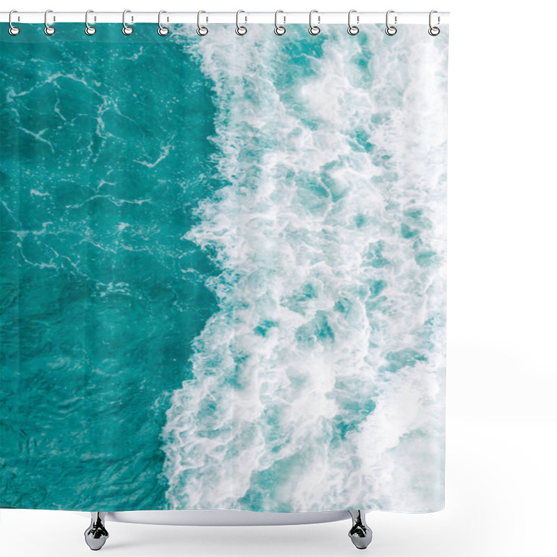 Personality  Turquoise Olive Green Ocean Wave During Summer Tide, Abstract  Shower Curtains