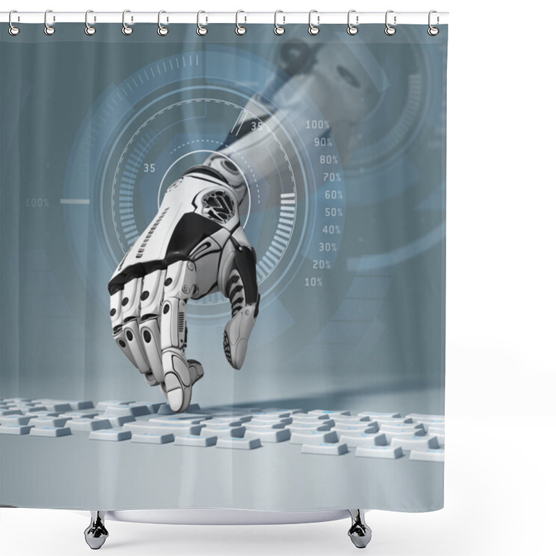 Personality  Robotic Arm Working With Computer Keyboard Shower Curtains