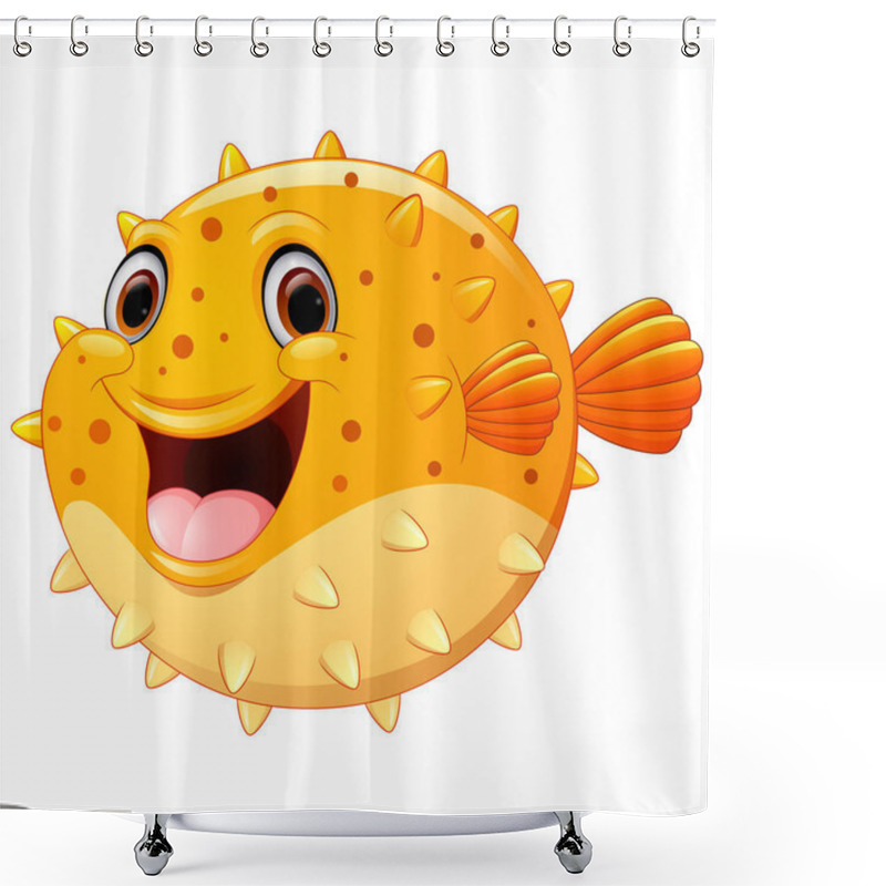 Personality  Cute Puffer Fish Cartoon Shower Curtains