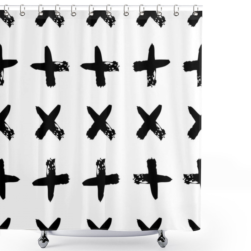 Personality  Seamless Pattern With Ink Crosses Shower Curtains