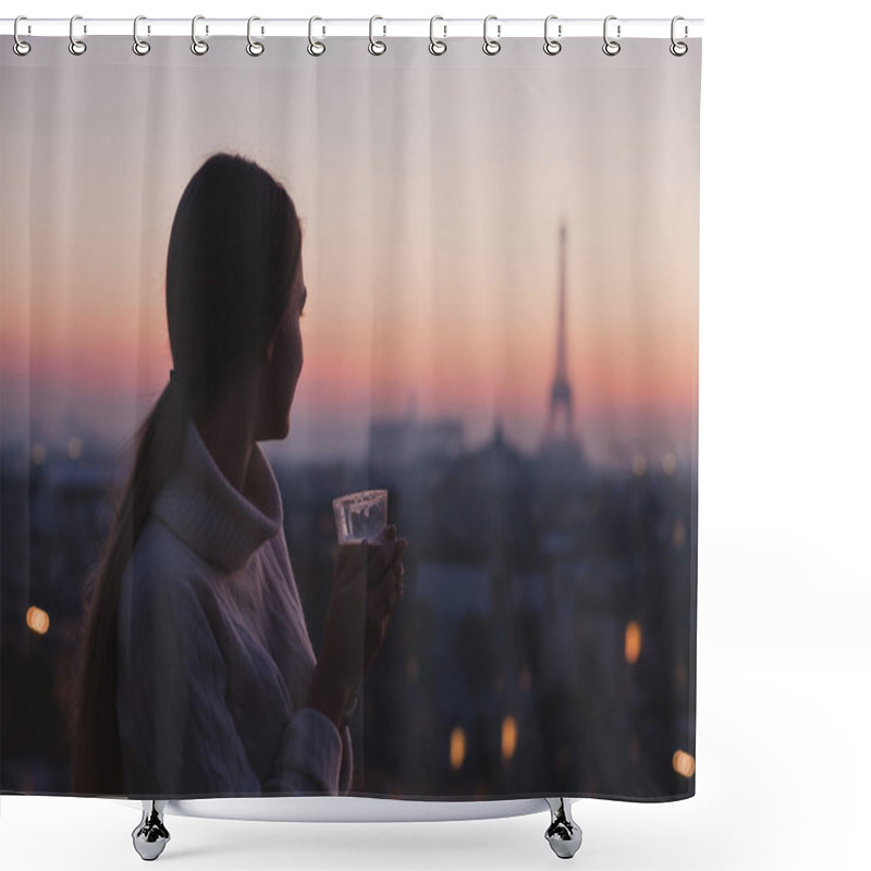 Personality  Woman  With Cup Of Coffee Shower Curtains