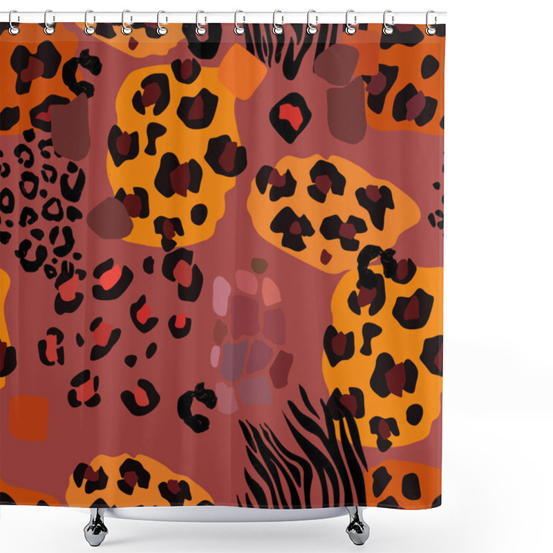 Personality  Animal Mix Print Vector Seamless Pattern. Abstract Background Shower Curtains