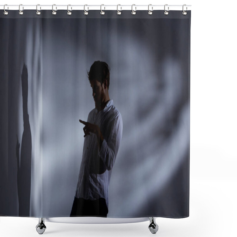 Personality  Man Pointing His Shadow Shower Curtains