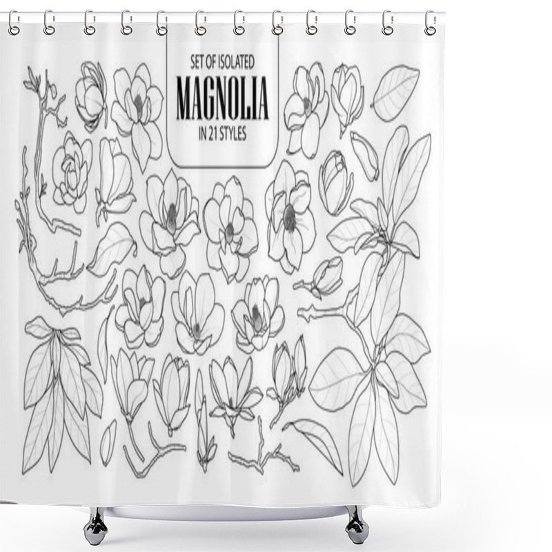 Personality  Set Of Isolated Magnolia In 21 Styles. Cute Hand Drawn Flower Ve Shower Curtains