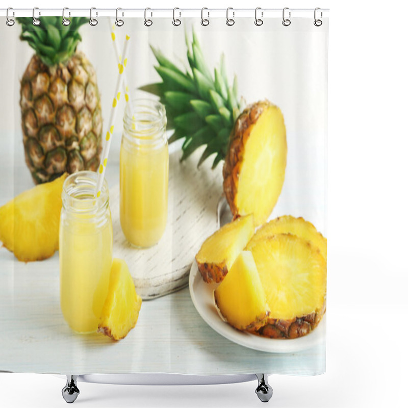 Personality  Bottles Of Pineapple Juice  Shower Curtains