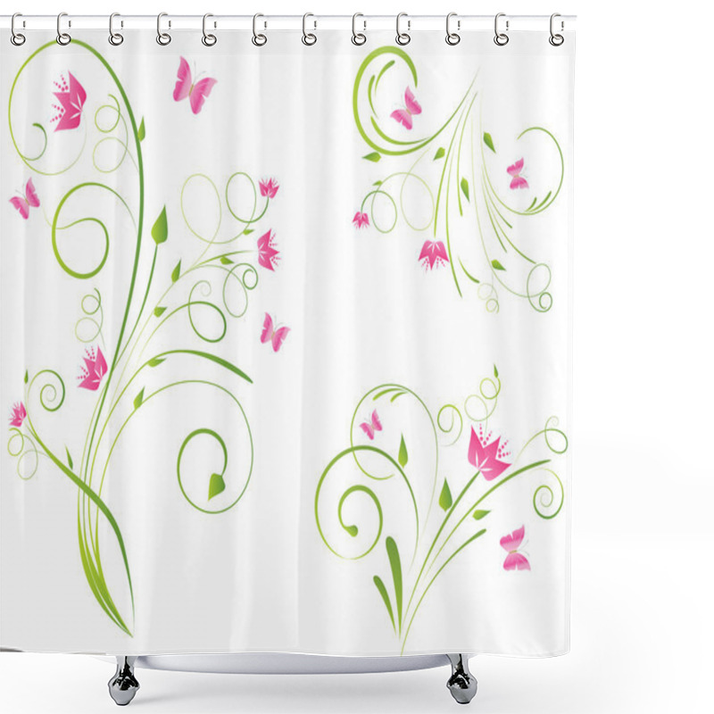 Personality  Florals Designs And Butterflies Shower Curtains