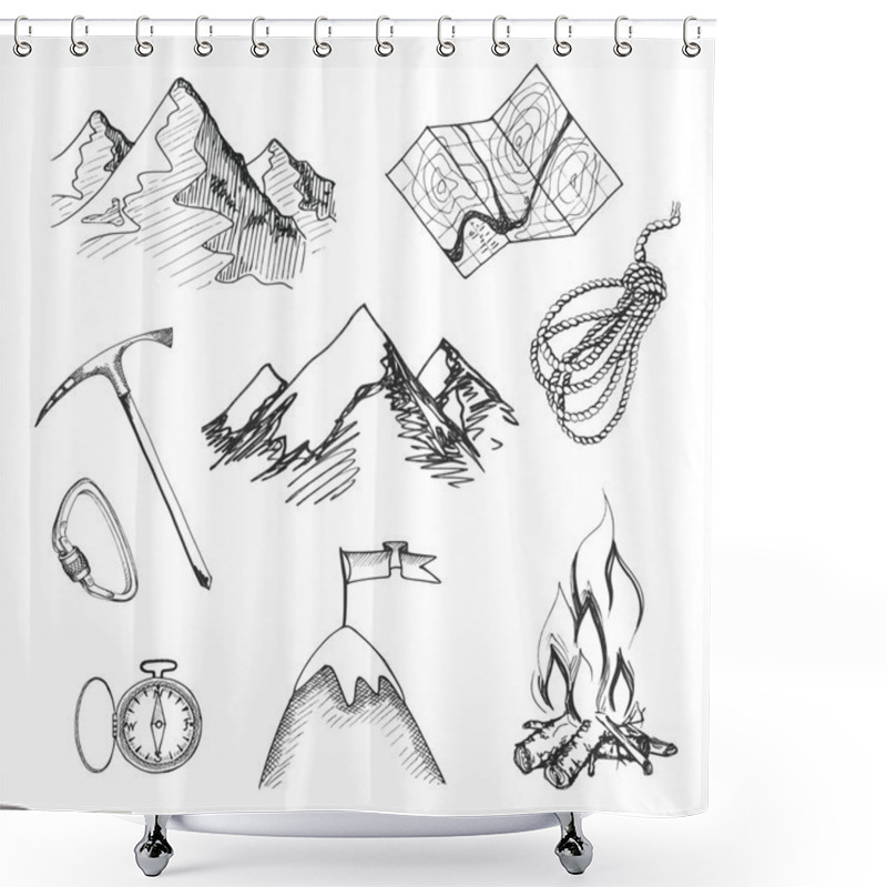 Personality  Mountain Climbing Camping Icons Shower Curtains