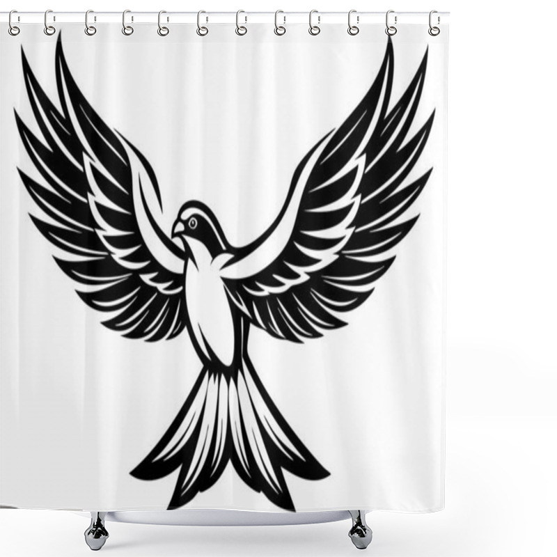 Personality  Stylized Flying Bird Illustration Highlighting Freedom And Grace Shower Curtains