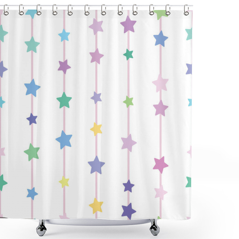 Personality  Colorful Geometric Vector Pattern, Seamless Repeat, Vertical Stripes With Stars, Abstract Background Shower Curtains