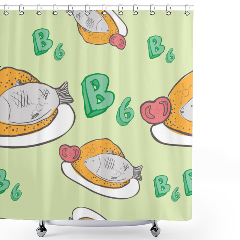 Personality  Semless Texture. Healthy ABC: Vitamin B 6 Shower Curtains